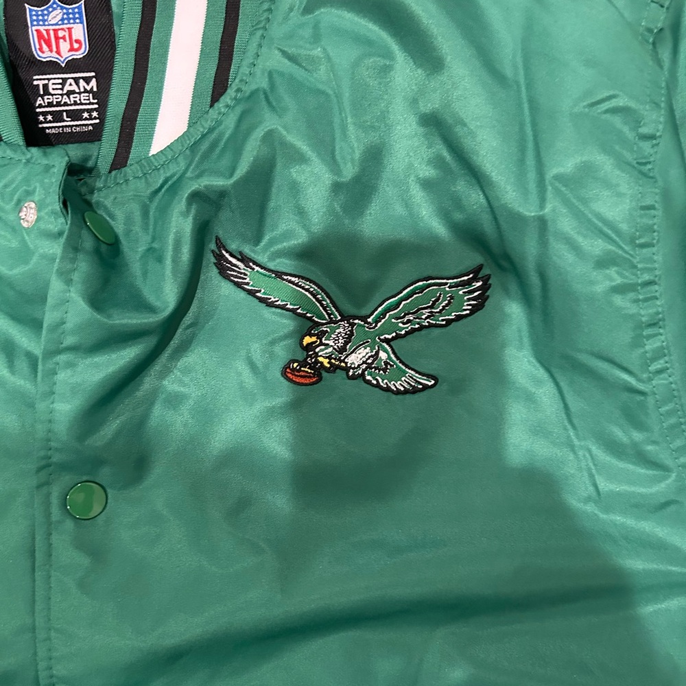 NET NFL Philadelphiaelphia Eagles Satin Varsity Bomber Jacket - Picture 3 of 8